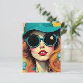 Carte Postale Retro Woman Matching Sunglasses and Hat (Debout devant)