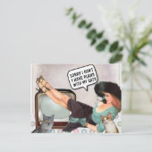 CARTE POSTALE RETRO WOMAN SORRY CAN'T PLANS WITH CATS POSTCARDS (Debout devant)
