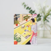 Carte Postale Retro Woman Washing Plats (Debout devant)