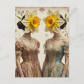 Carte Postale Retro Women With Daffodil Heads (Devant)