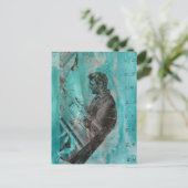 Carte Postale Retro Woodworking Man on a Blue Background (Debout devant)