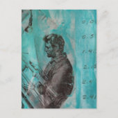 Carte Postale Retro Woodworking Man on a Blue Background (Devant)