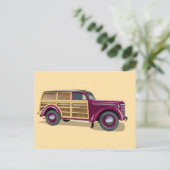 Carte Postale Retro woody wagon delivery truck  (Debout devant)
