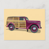 Carte Postale Retro woody wagon delivery truck  (Devant)