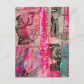 Carte Postale Retro Working Men on a Pink Background (Devant)