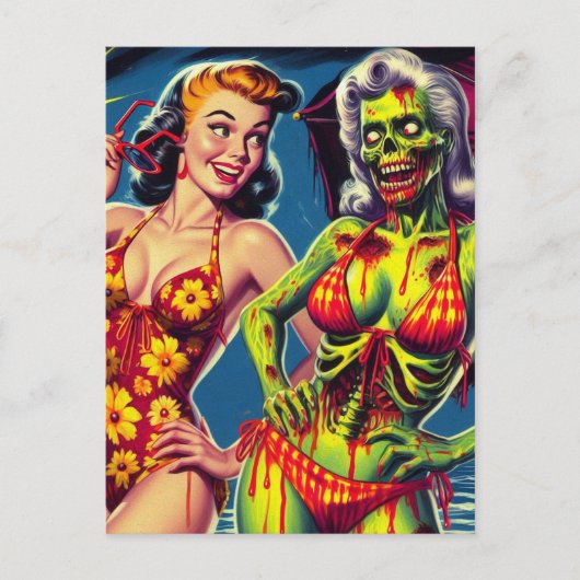 Carte Postale Retro Zombie Pin-up (Devant)