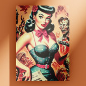 Carte Postale Retro Zombies Pin-up