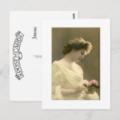 Carte Postale rétrospective romantique de femme victorienne (Devant / Derrière)