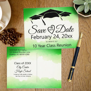 Carte Postale Retrouvailles De Classe Aquarelle Verte Enregistre