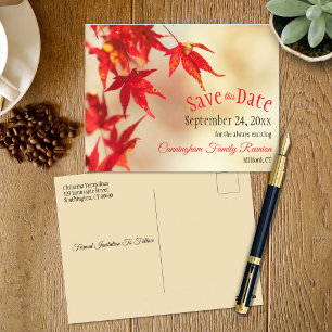 Carte Postale Réunion de famille Enregistrez la date automne feu