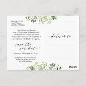 Carte Postale Réunion de mariage moderne en verdure noire report (Dos)