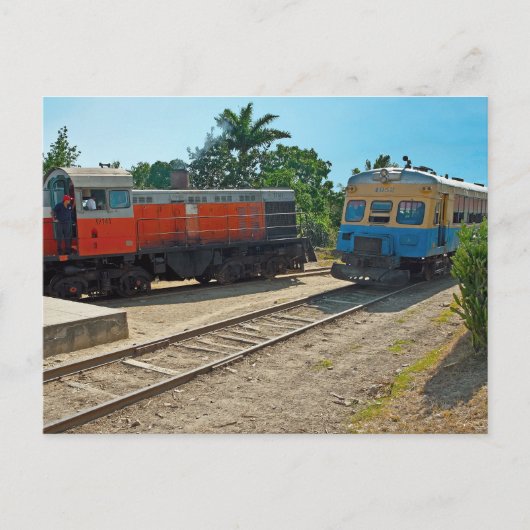 Carte Postale Réunion Diesellocomotive et wagon (Devant)