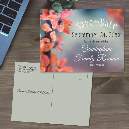 Carte Postale Réunion Familiale Enregistrer La Date Automne Quit