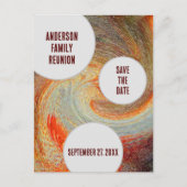 Carte Postale Réunion Familiale Enregistrer La Date Orange Brown (Devant)