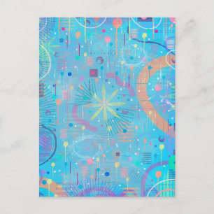 Carte Postale Rêve Abstrait Pastels Bleus 