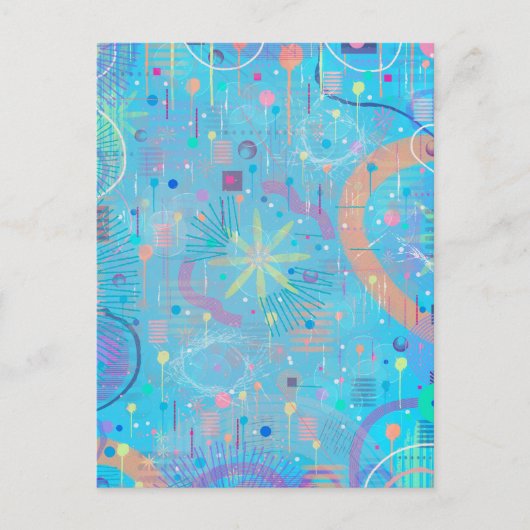 Carte Postale Rêve Abstrait Pastels Bleus (Devant)