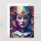 Carte Postale Rêve d'Alice florale colorée (Devant / Derrière)