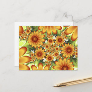 Carte Postale Rêve floral, art fractal de fleurs abstrait modern