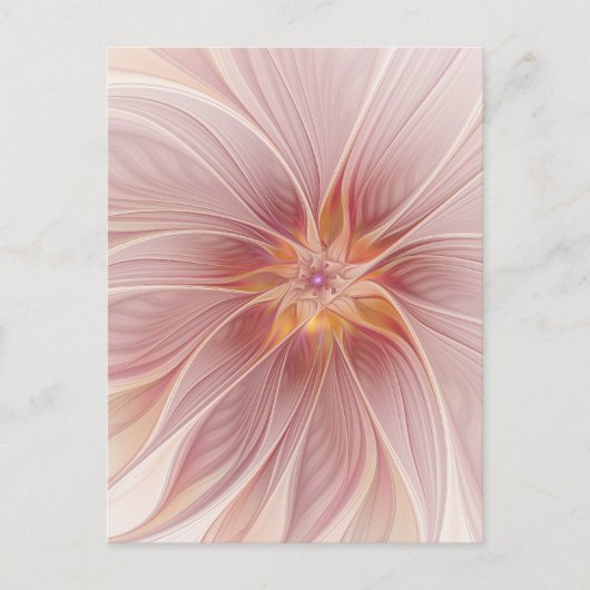 Carte Postale Rêve floral rose doux Fleur d'art fractal Abstrait (Devant)
