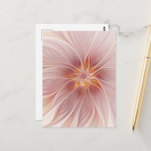 Carte Postale Rêve floral rose tendre, art fractal abstrait de f