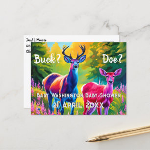 Carte Postale Révélation de genre des cerfs roses et bleus