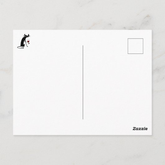 Carte Postale Rêver blanc Noël drôle Vin Chat (Dos)
