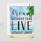 Carte Postale Rêver sans peur Thème de plage (Devant / Derrière)