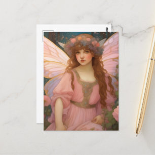 Carte Postale Rêves Enchanteurs : Un Portrait De Fée Rose Whimsi