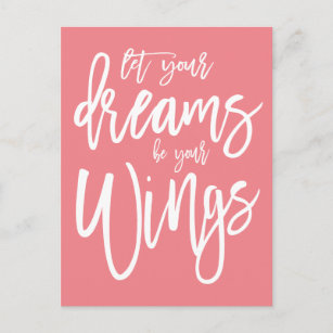Carte Postale Rêves motivationnels Soyez vos ailes Corail blanc