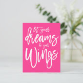 Carte Postale Rêves motivationnels Soyez vos ailes Rose blanc (Debout devant)