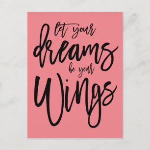 Carte Postale Rêves motivationnels Soyez vos ailes Script Coral