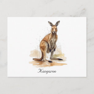 Carte Postale Rêveur de l'Outback : Kangourou aquarelle personna