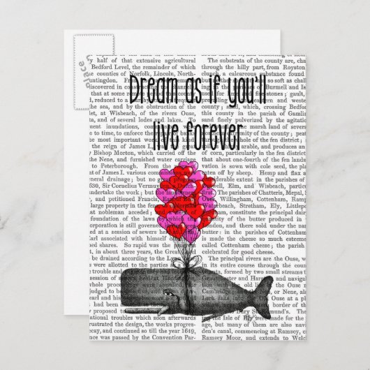 Carte Postale Rêvez comme si vous vivez pour toujours (Devant / Derrière)