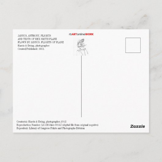 CARTE POSTALE REX SMITH PLANE (Dos)