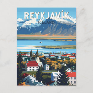 Carte Postale Reykjavík Islande Voyage Art Vintage