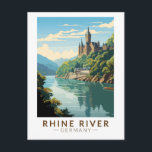 Carte Postale Rhin River Allemagne Section Voyage Art Vintage<br><div class="desc">Rhin dans un style d'art vectoriel avec la partie en Allemagne. Le Rhin est l'un des fleuves européens majeurs. La rivière commence dans le canton suisse des Grisons,  dans les Alpes suisses du sud-est.</div>