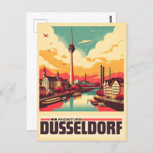Carte Postale Rhin Tower Dusseldorf Rheinturm cadeau allemand