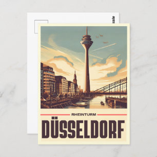 Carte Postale Rhin Tower Dusseldorf Rheinturm cadeau allemand