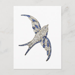 Carte Postale Rhinestone Diamants Oiseau Costume Vintage Bijoux