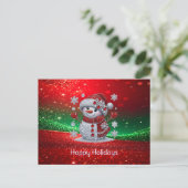 Carte Postale Rhinestones Snowman Holiday Postcard (Debout devant)