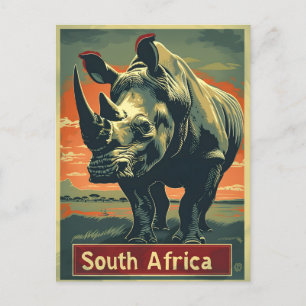 Carte Postale Rhino Afrique du Sud Vintage