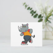 Carte Postale Rhino at Ice skating with Ice skates (Debout devant)