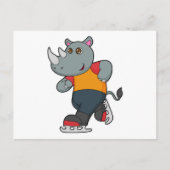 Carte Postale Rhino at Ice skating with Ice skates (Devant)