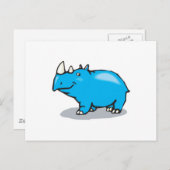 Carte Postale rhino bleu mignon (Devant / Derrière)