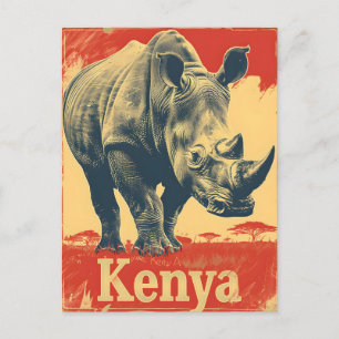 Carte Postale Rhino du Kenya vintage
