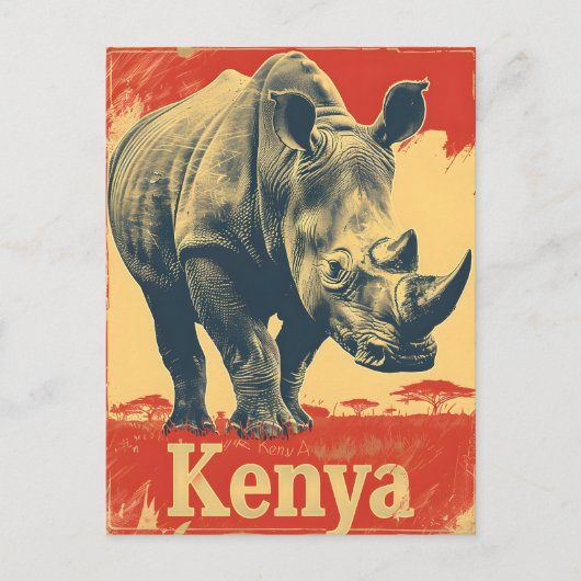 Carte Postale Rhino du Kenya vintage (Devant)