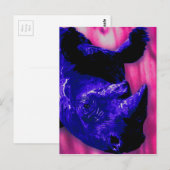 Carte Postale Rhino peint en bleu (Devant / Derrière)