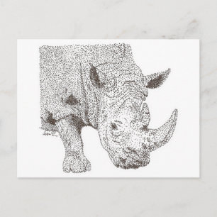 Carte Postale Rhino Pointillisme