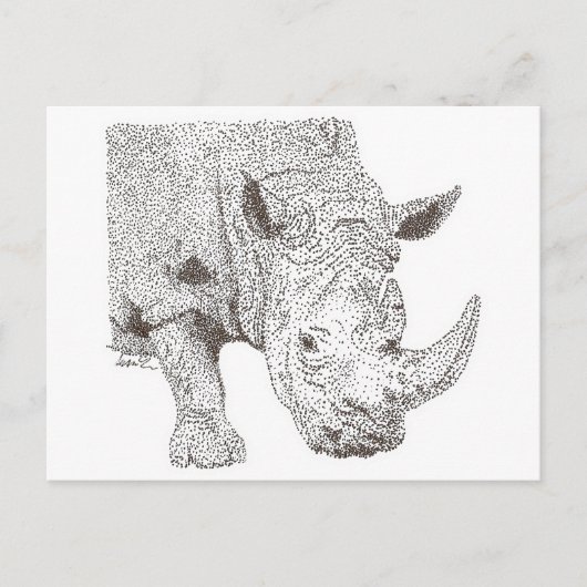 Carte Postale Rhino Pointillisme (Devant)