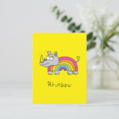 Carte Postale Rhino Rainbow Cute Kids Rhinoceros (Debout devant)